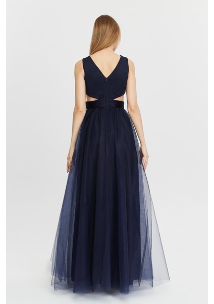 Kadın Abiye ve Mezuniyet Karina Hayal Tül Abiye Bel Kısmı Açık Detaylı Abiye Elbise modelleri