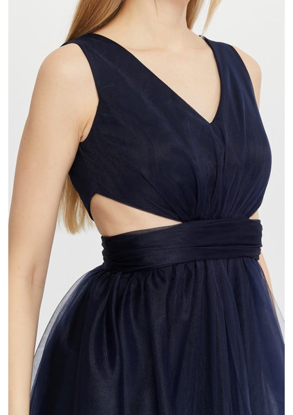 Kadın Abiye ve Mezuniyet Karina Hayal Tül Abiye Bel Kısmı Açık Detaylı Abiye Elbise indirimleri