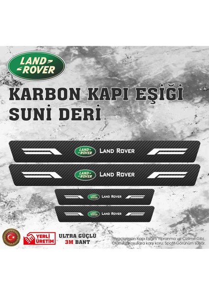 Land Rover Uyumlu Deri Karbon Kapı Eşiği Koruyucu Bant 4 Adet