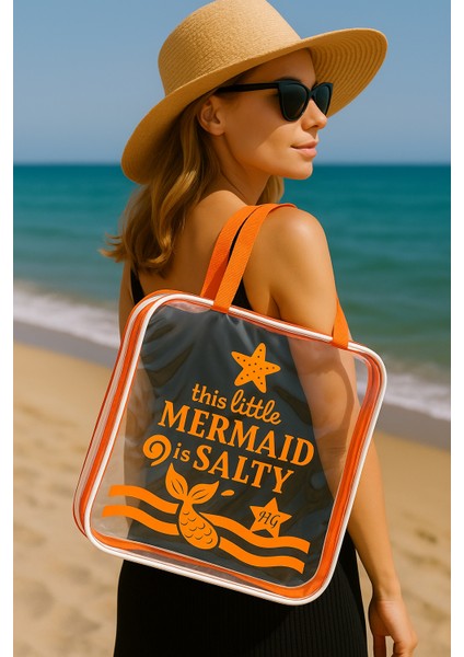 Mermaid Temalı Şeffaf Plaj Çantası – Su Geçirmez Yazlık Kadın Tatil Çantası