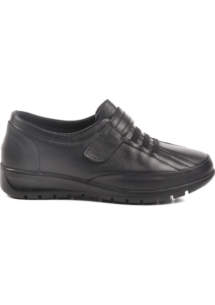 Siyah Hakiki Deri Kadın Casual Ayakkabı