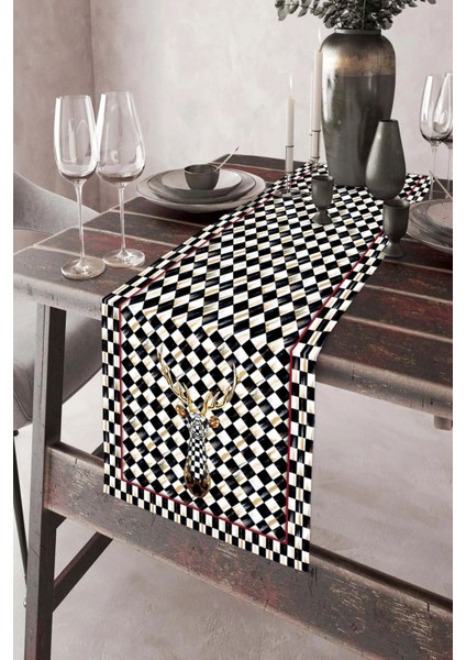 40X140CM Siyah Dokuma Masa Örtüsü Runner, Leke Tutmaz, Yıkanabilir, Şık Tasarım