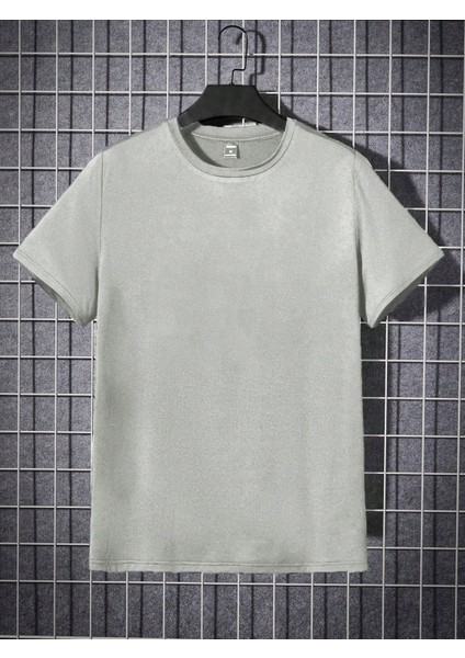 Erkek Gri Bisiklet Yaka Love Is Overlasting Baskılı T-Shirt fiyatları