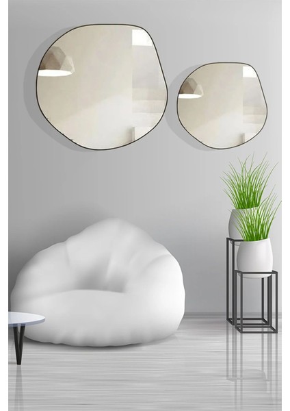 Modern Siyah Dalgalı Duvar Aynası, Şık ve Dekoratif 2'li Set fırsatları