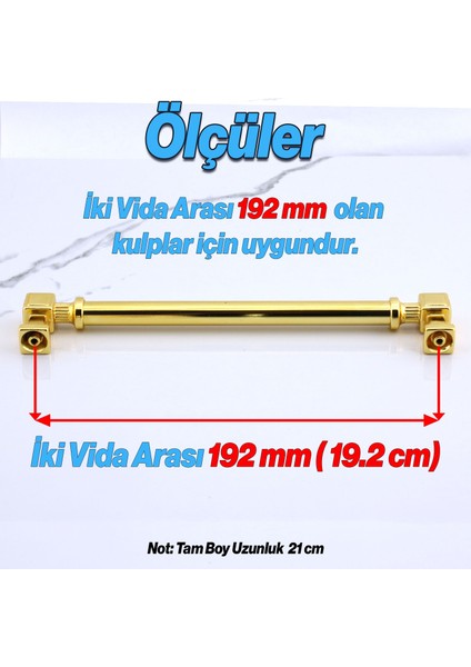 Mobilya Çekmece Mutfak Dolabı Dolap Kulpları Kulb 19.2 cm Gold Altın Metal Kulp 192 mm fiyatları