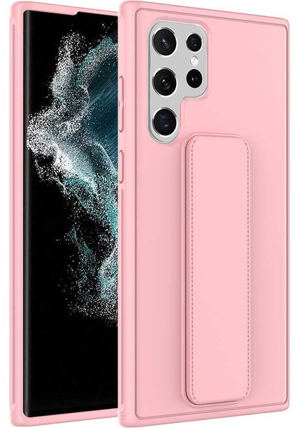 Pstand Serisi Samsung Galaxy S22 Ultra Pembe Kapak