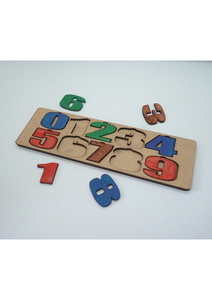 Çocuklar Için Eğitici ve Öğretici Ahşap Yapboz Puzzle Bul Tak Sayılar Renkli fırsatları