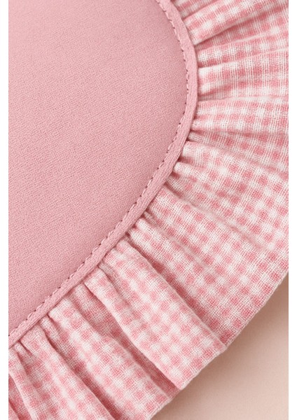 1 Adet Kalp Şeklinde Pembe Pötikareli Fırfırlı Amerikan Servis / Romantik Dekoratif Supla