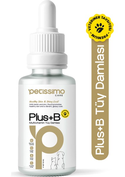 Plus+B Tüy Sağlığı Damlası - Kediler Için Biyotinli Tüy Dökülmesi Önleyici Damla- 50 ml