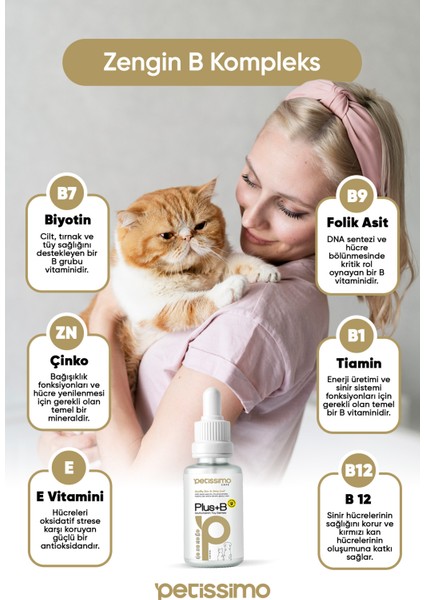 Plus+B Tüy Sağlığı Damlası - Kediler Için Biyotinli Tüy Dökülmesi Önleyici Damla- 50 ml fırsatları