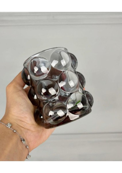 Füme Renkli Şık Cam Bardak ve Mumluk Seti, Modern Tasarım, Ev Dekoru Için Ideal modelleri