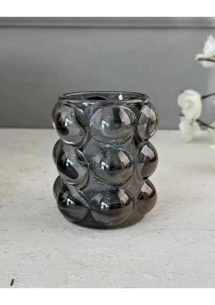 Füme Renkli Şık Cam Bardak ve Mumluk Seti, Modern Tasarım, Ev Dekoru Için Ideal