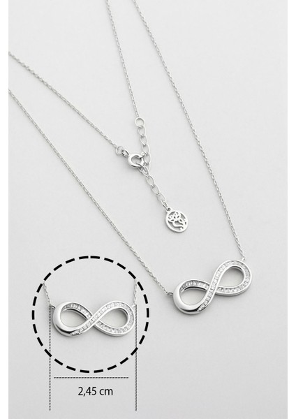 Sonsuz Aşk 18 Ayar Beyaz Altın Kaplama 45 cm Gümüş Kolye modelleri