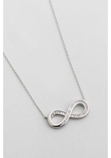 Sonsuz Aşk 18 Ayar Beyaz Altın Kaplama 45 cm Gümüş Kolye indirimleri