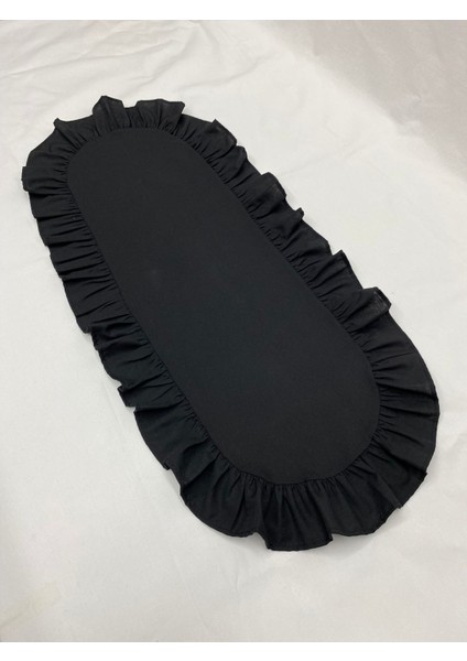 Fırfırlı Oval Runner, Pamuk Polyester, 30X80 Cm, Şık ve Zarif Ev Dekorasyon Ürünü