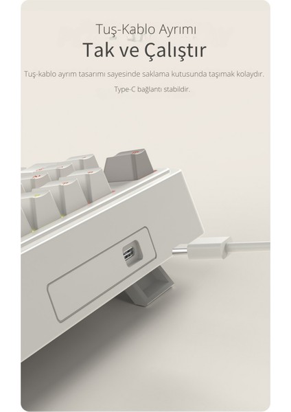 AK980 Red Switch Kablolu Mekanik Oyun Klavyesi- Rainbow Aydınlatmalı - Retro