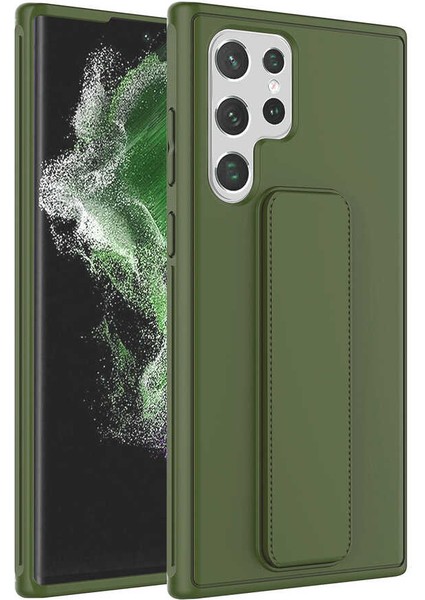 Pstand Serisi Samsung Galaxy S22 Ultra Koyu Yeşil Kapak