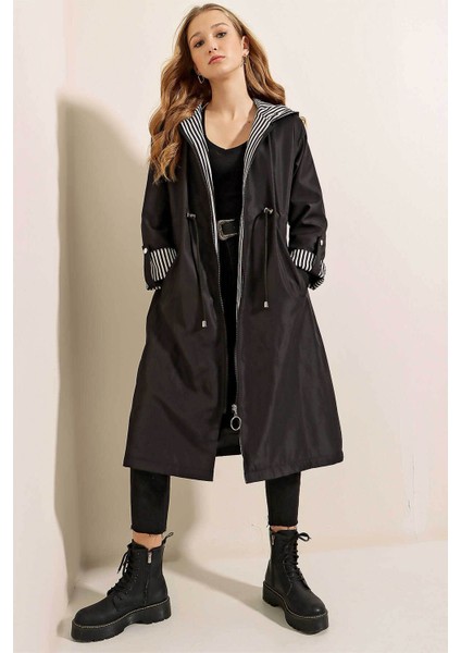 Siyah Kadın Trençkot 9091 indirimleri