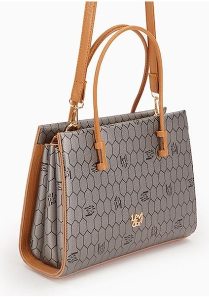 Platin Petek Baskılı Üç Gözlü Kadın El Çantası