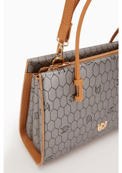 Platin Petek Baskılı Üç Gözlü Kadın El Çantası fırsatları