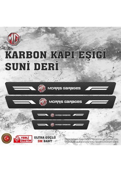 Mg Uyumlu Deri Karbon Kapı Eşiği Koruyucu Bant 4 Adet