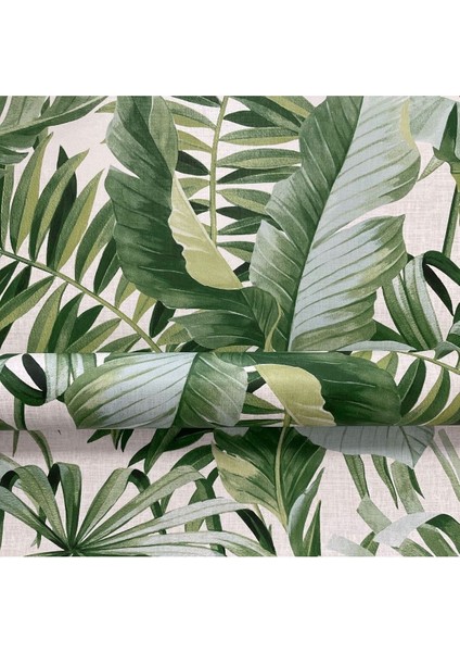 Açık Yeşil Büyük Yapraklı Tropikal Duvar Kağıdı, 5,33 M²