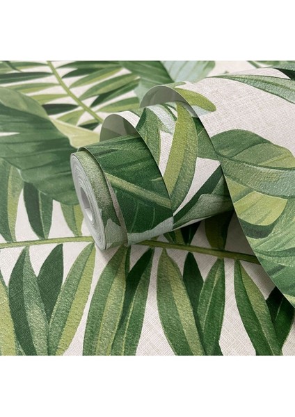 Açık Yeşil Büyük Yapraklı Tropikal Duvar Kağıdı, 5,33 M² fiyatları
