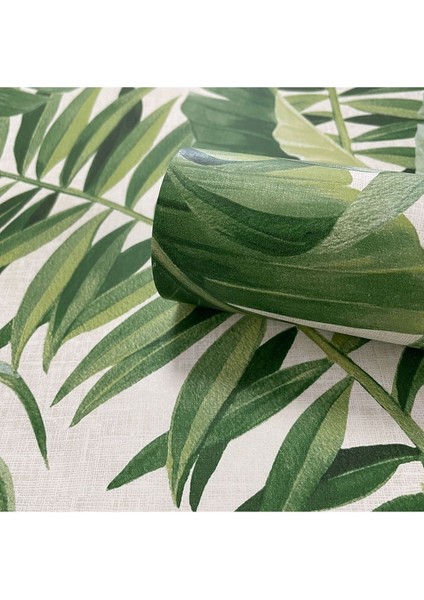 Açık Yeşil Büyük Yapraklı Tropikal Duvar Kağıdı, 5,33 M² modelleri