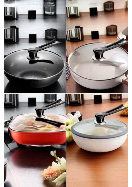 Isıya Dayanıklı Tencere Tava Kapak Tutacağı – Evrensel Uyumlu Dikey Kapak Destek Aparatı