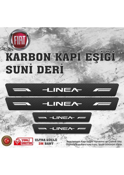 Linea Uyumlu Deri Karbon Kapı Eşiği Koruyucu Bant 4 Adet