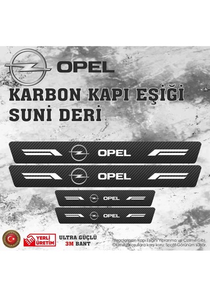Opel Uyumlu Deri Karbon Kapı Eşiği Koruyucu Bant 4 Adet