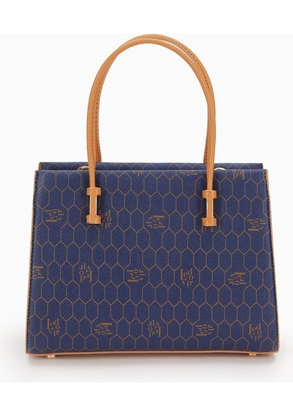 Lacivert Petek Baskılı Üç Gözlü Kadın El Çantası modelleri