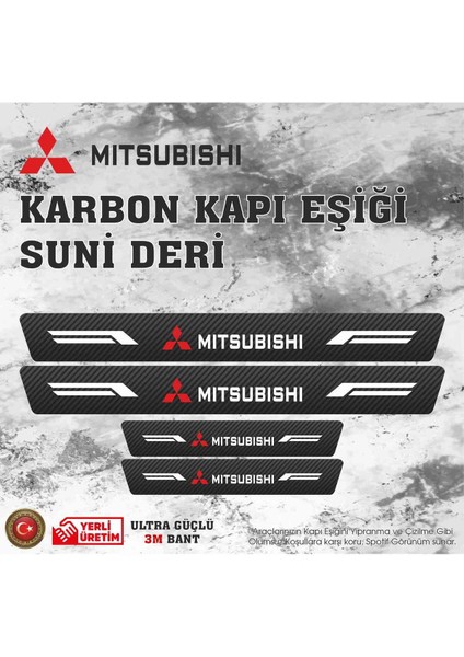 Mıtsubıshı Uyumlu Deri Karbon Kapı Eşiği Koruyucu Bant 4 Adet