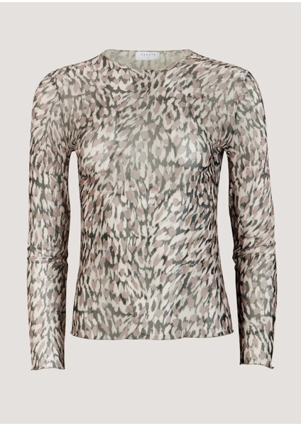 Moda Kadın Desenli Transparan Tül Body | Uzun Kollu Esnek Ince Fit | Leopar & Zebra Desen - Yazlık Şık Üst fırsatları