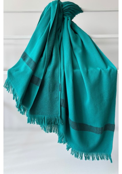 %100 Pamuk Kalın Çizgili Peştemal-Plaj Havlusu & Şezlong ÖRTÜSÜ-90X200 Cm-Yeşil