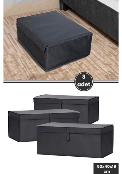 Baza Kutu Hurç, Yatak Kanepe Baza Altı Düzenleyici Su Geçirmez Mukavva Destekli 3 Adet Antrasit