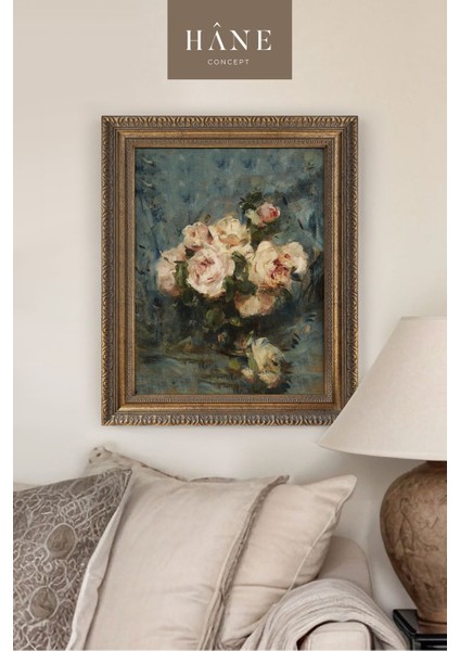 Pembe Gül Desenli Çerçeveli Sanatsal Tablo, Galeri Duvar Dekoru