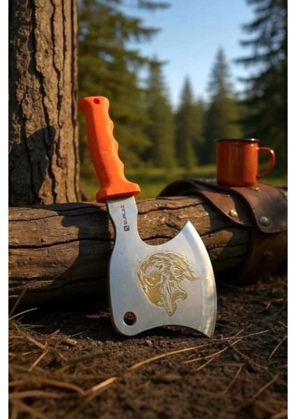 Dövme Çelik Kamp Outdoor Balta Kamp Baltası Kurt Motif Slikon Özel Sap fiyatları
