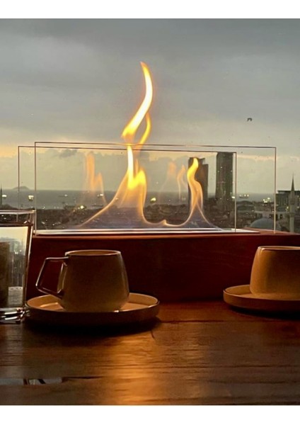 Şık Siyah Metal Masa Üstü Şömine ve Dekoratif Taş Hediye Seti fırsatları