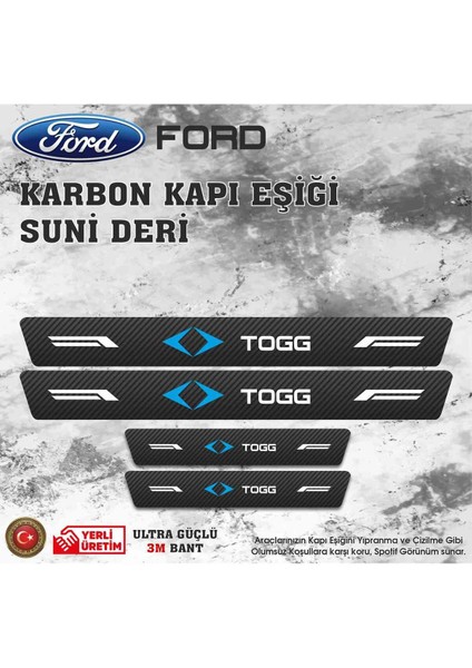 Togg Uyumlu Deri Karbon Kapı Eşiği Koruyucu Bant 4 Adet