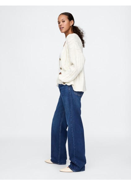 Kadın Kırık Beyaz Yün Karışımlı Cable Örgü Oversize Hırka fırsatları