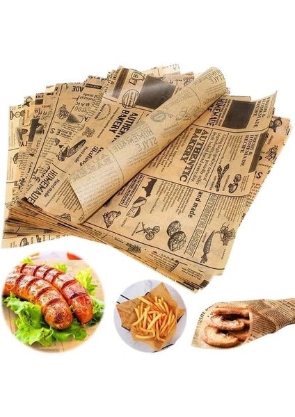 Vintage Gazete Desenli Sunum Kağıdı | 50’li Paket | Retro Stil 35x25 cm