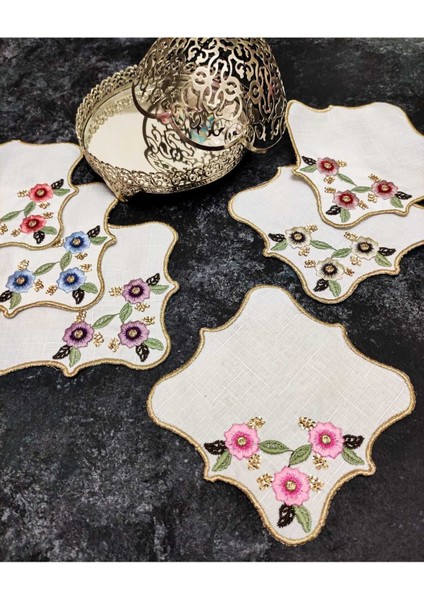 Yeşil Sunum Peçetesi, Kokteyl ve Kahve Yanı Seti, 6 Adet, Bardak Altlığı