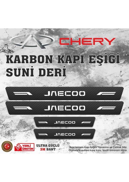 Jaecoo Uyumlu Deri Karbon Kapı Eşiği Koruyucu Bant 4 Adet