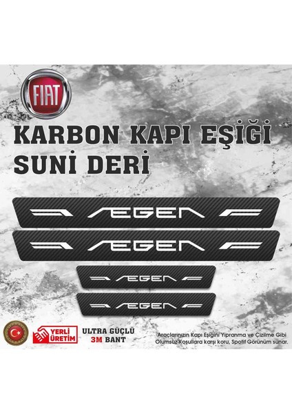 Egea Uyumlu Deri Karbon Kapı Eşiği Koruyucu Bant 4 Adet