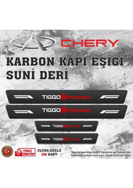 Omoda 5 Pro Uyumlu Deri Karbon Kapı Eşiği Koruyucu Bant 4 Adet