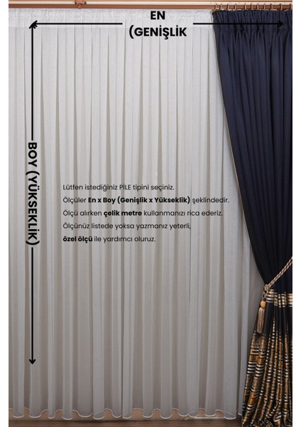 1-2 Seyrek Pile Çizgili Model Tül Perde,dikey Çizgili Kırık Beyaz Ütü Istemeyen Tül Perde