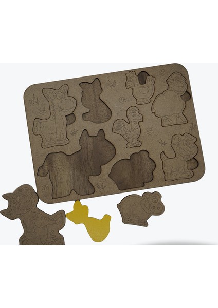 Çocuklar Için Eğitici ve Öğretici Ahşap Puzzle Yapboz Bul Tak Hayvanlar Çiftlik fiyatları