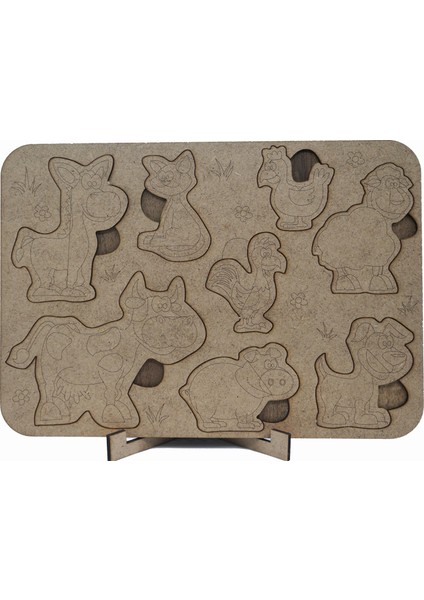 Çocuklar Için Eğitici ve Öğretici Ahşap Puzzle Yapboz Bul Tak Hayvanlar Çiftlik indirimleri