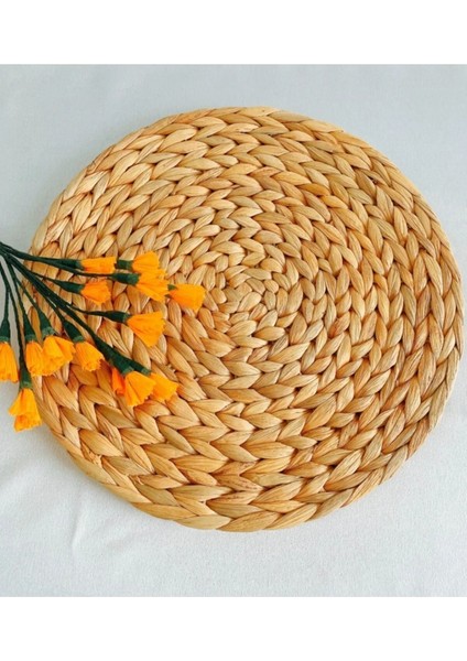 Haki Hasır Örgü Amerikan Servis Tabak Altlığı, Şık ve Doğal Tasarım.